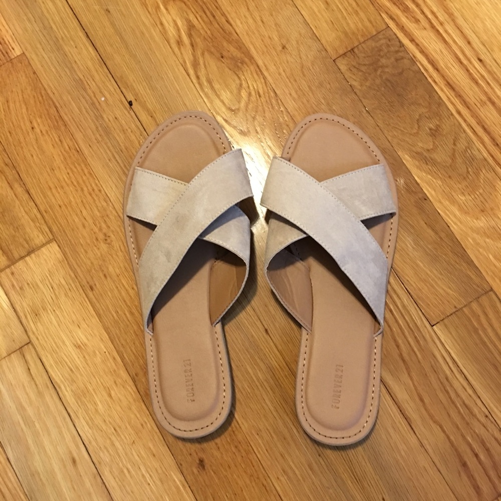 Tan Suede Sliders